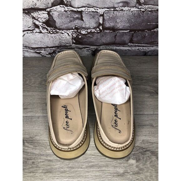 Free People Blush Pink Leather Platform Penny Loafer Mules Women Sz 39EU/8.5M US - Picture 10 of 16